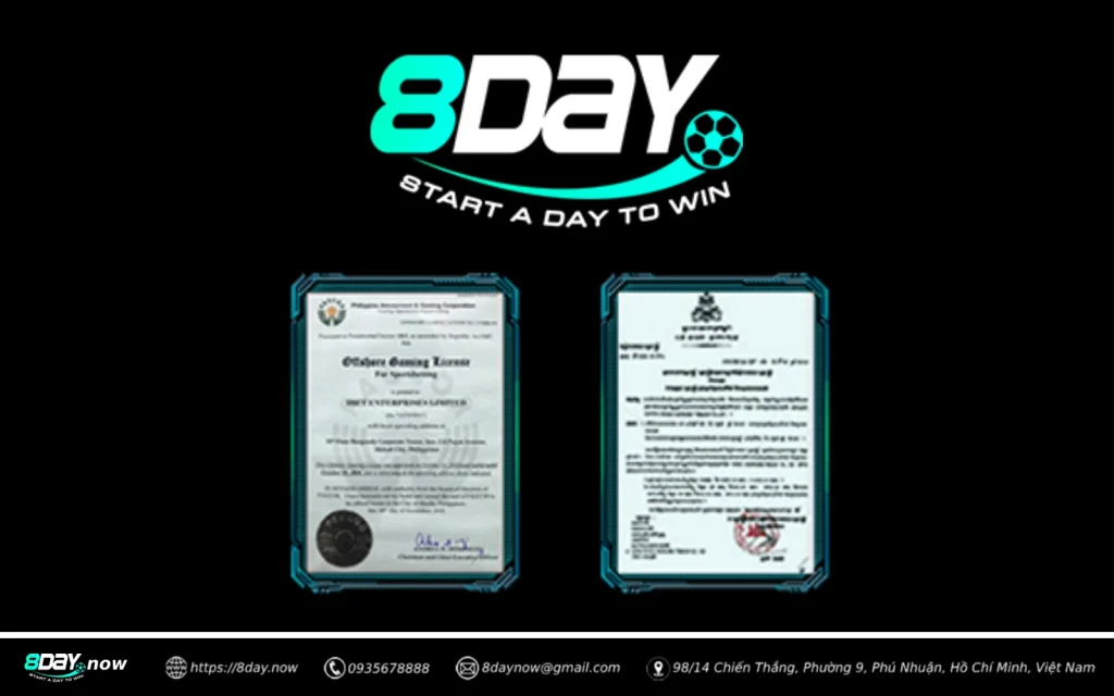 Giấy phép hoạt động hợp pháp của 8 DAY do PAGCOR cấp